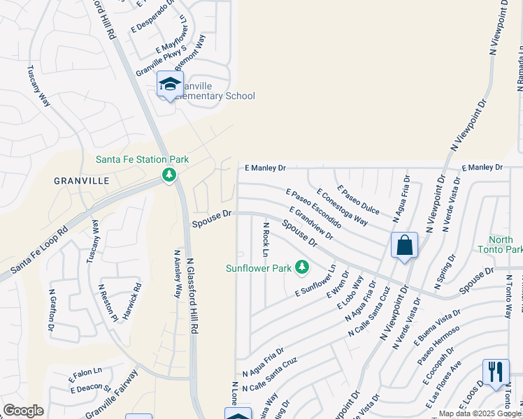 map of restaurants, bars, coffee shops, grocery stores, and more near 7076 Spouse Drive in Prescott Valley