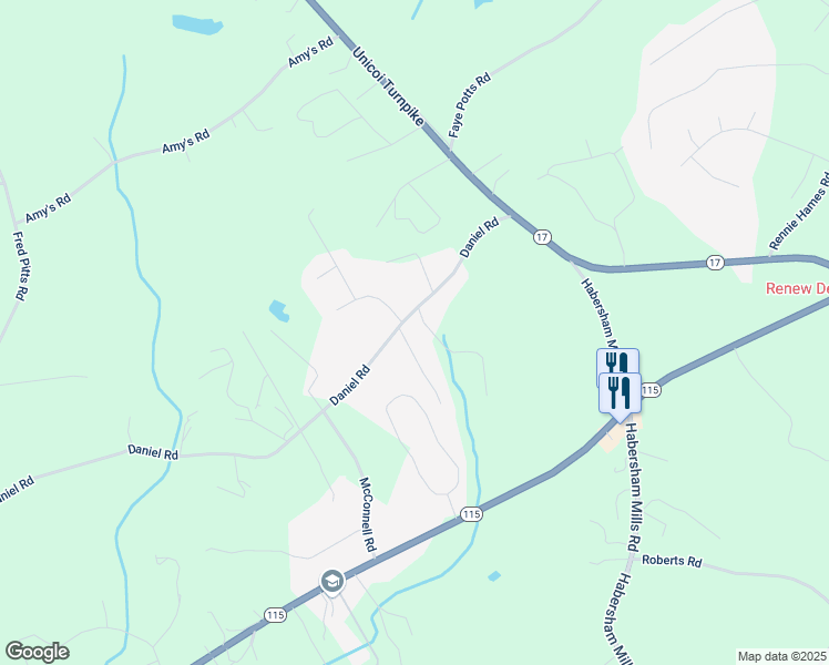 map of restaurants, bars, coffee shops, grocery stores, and more near 118 Daniel Rd in Demorest