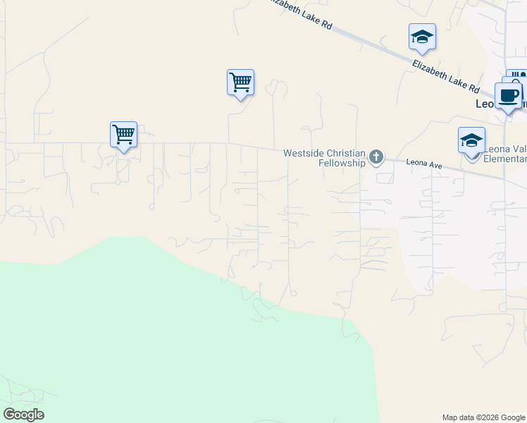 map of restaurants, bars, coffee shops, grocery stores, and more near 40208 98th Street West in Leona Valley