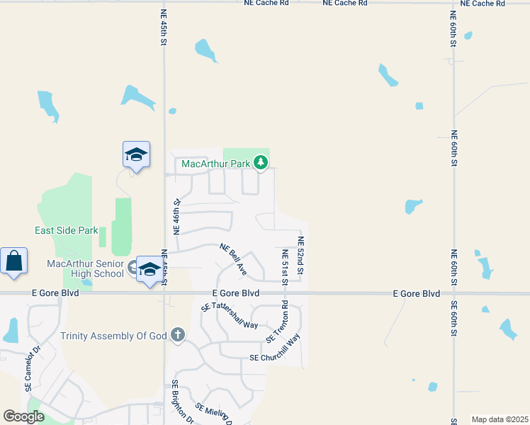 map of restaurants, bars, coffee shops, grocery stores, and more near 5060 Northeast Viking Lane in Lawton