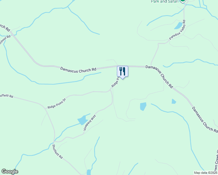 map of restaurants, bars, coffee shops, grocery stores, and more near 405 Ridge Point Dr in Dahlonega