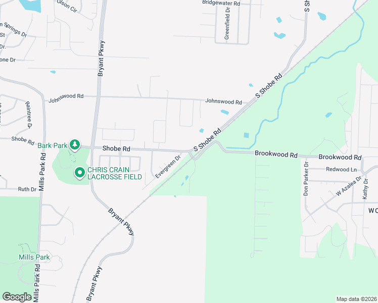 map of restaurants, bars, coffee shops, grocery stores, and more near 3228 Shobe Road in Bryant