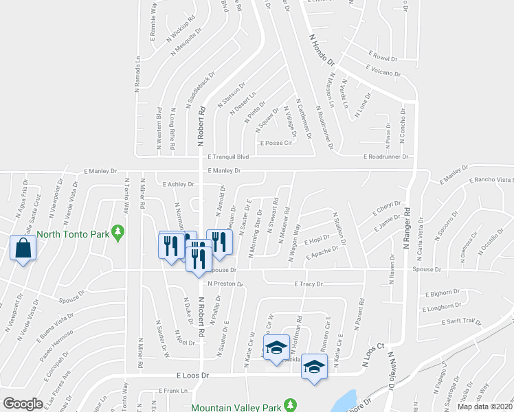 map of restaurants, bars, coffee shops, grocery stores, and more near 4864 North Morning Star Drive in Prescott Valley
