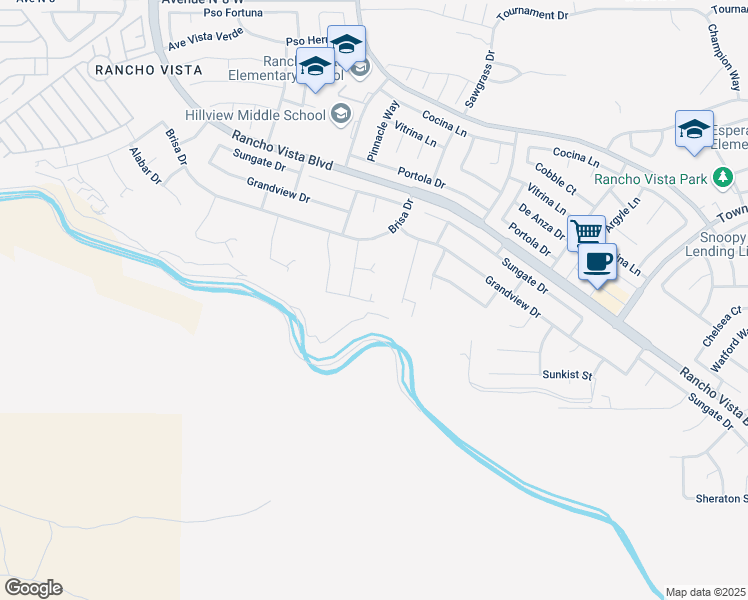 map of restaurants, bars, coffee shops, grocery stores, and more near 3001 Rancho Vista Boulevard in Palmdale