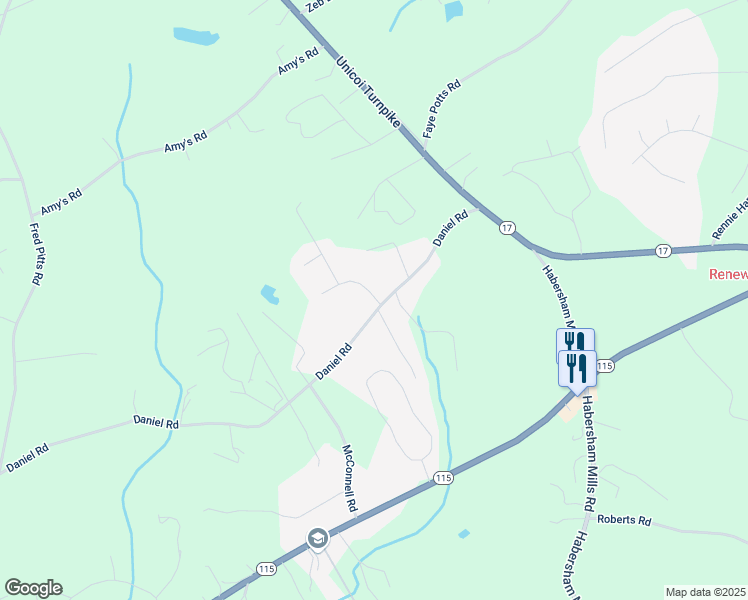 map of restaurants, bars, coffee shops, grocery stores, and more near 1493 Daniel Road in Demorest