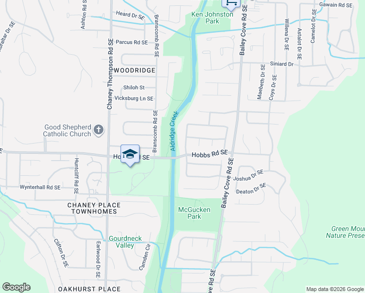 map of restaurants, bars, coffee shops, grocery stores, and more near 1079 Joshua Drive in Huntsville