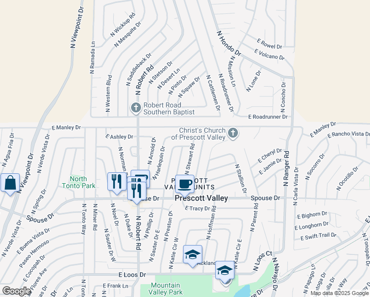map of restaurants, bars, coffee shops, grocery stores, and more near 4831 North Morning Star Drive in Prescott Valley