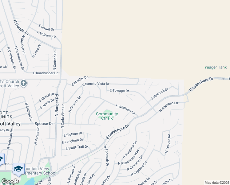 map of restaurants, bars, coffee shops, grocery stores, and more near 4915 Mariner Drive in Prescott Valley