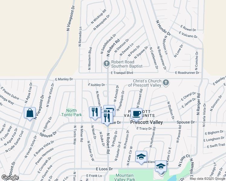 map of restaurants, bars, coffee shops, grocery stores, and more near in Prescott Valley