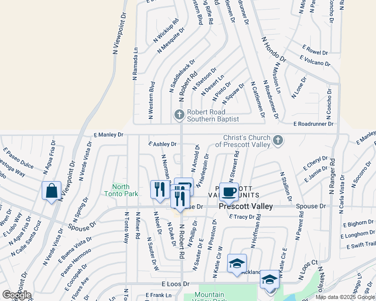 map of restaurants, bars, coffee shops, grocery stores, and more near in Prescott Valley