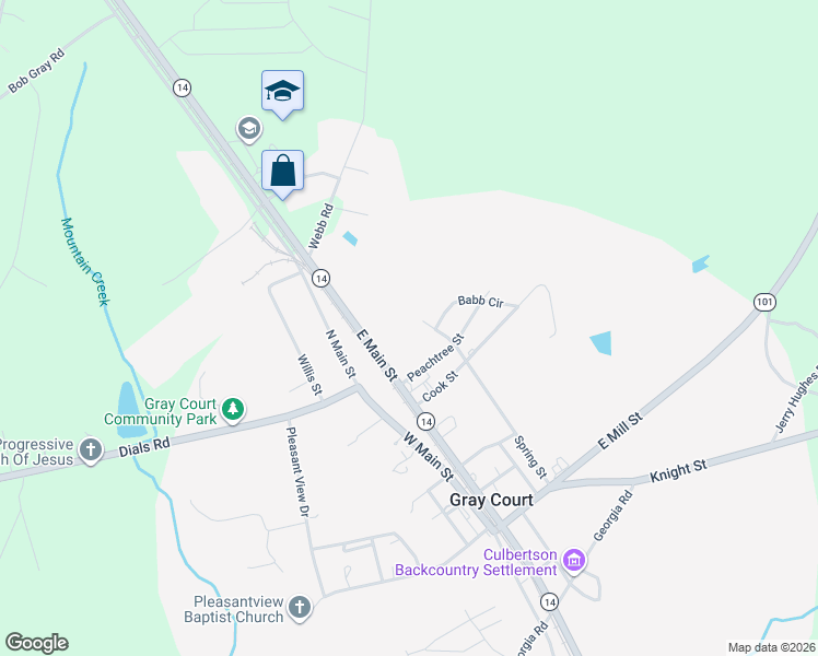 map of restaurants, bars, coffee shops, grocery stores, and more near 457 Spring Street in Gray Court