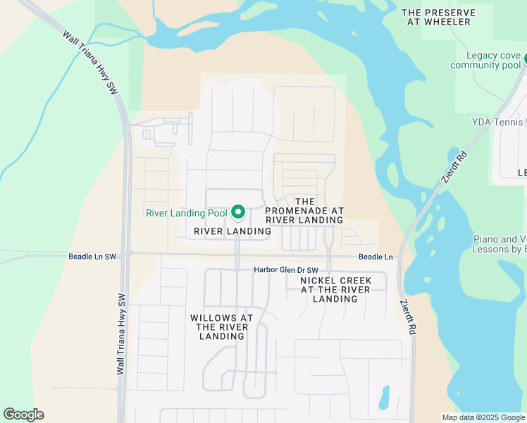 map of restaurants, bars, coffee shops, grocery stores, and more near 428 River Landing Boulevard Southwest in Madison