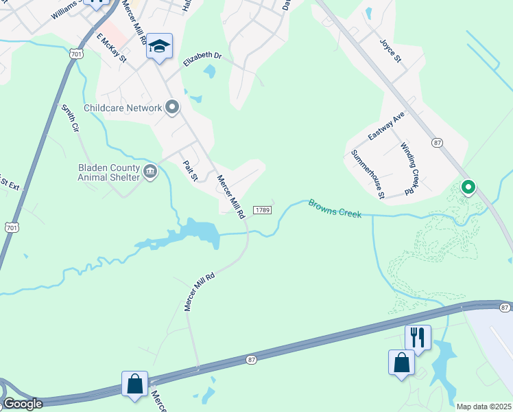map of restaurants, bars, coffee shops, grocery stores, and more near 703 Eastway Avenue in Elizabethtown