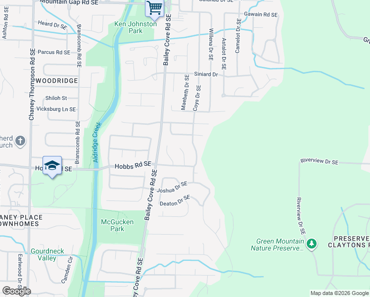 map of restaurants, bars, coffee shops, grocery stores, and more near 15003 Glory Drive Southeast in Huntsville