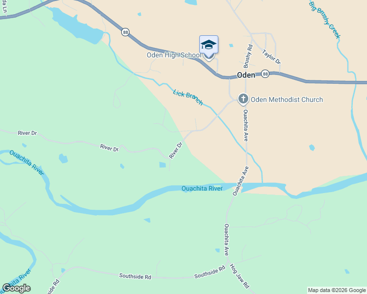 map of restaurants, bars, coffee shops, grocery stores, and more near 249 River Drive in Oden