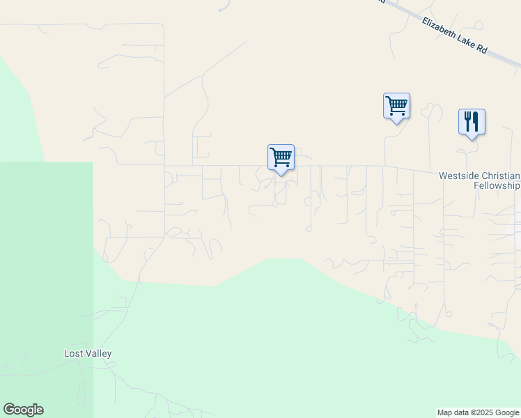 map of restaurants, bars, coffee shops, grocery stores, and more near 40251 Flintrock Road in Leona Valley