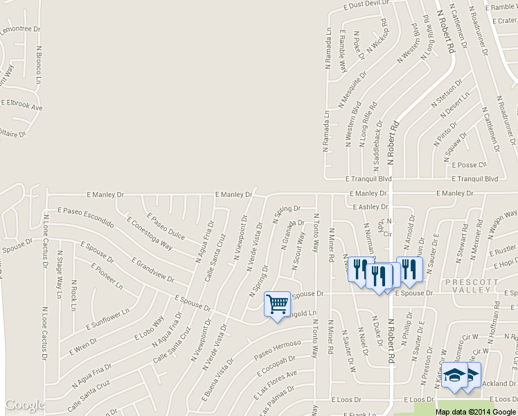 map of restaurants, bars, coffee shops, grocery stores, and more near 4920 North Verde Vista Drive in Prescott Valley