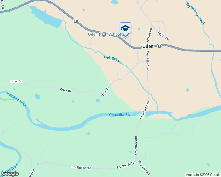 map of restaurants, bars, coffee shops, grocery stores, and more near 249 River Drive in Oden