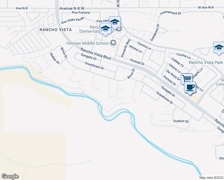 map of restaurants, bars, coffee shops, grocery stores, and more near 40238 Peonza Lane in Palmdale