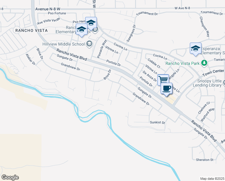 map of restaurants, bars, coffee shops, grocery stores, and more near 40248 Wyngate Court in Palmdale