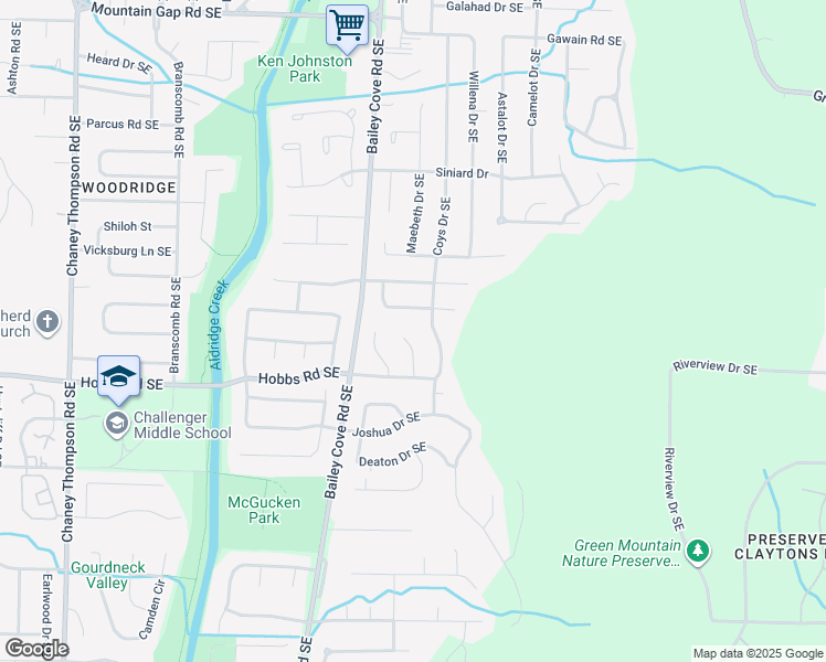 map of restaurants, bars, coffee shops, grocery stores, and more near 15003 Glory Drive Southeast in Huntsville