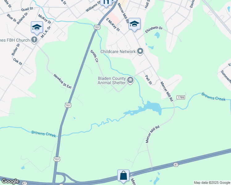 map of restaurants, bars, coffee shops, grocery stores, and more near 360 Smith Cabin Road in Garland