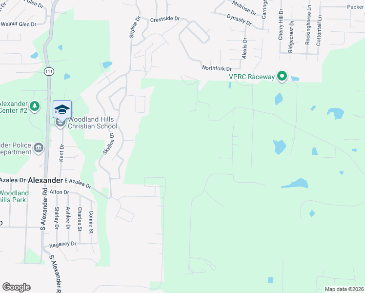 map of restaurants, bars, coffee shops, grocery stores, and more near 14817 Willy Lane in Alexander