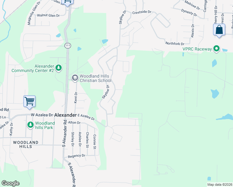 map of restaurants, bars, coffee shops, grocery stores, and more near 14925 Parkway Meadows Drive in Alexander