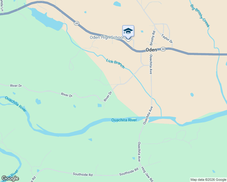 map of restaurants, bars, coffee shops, grocery stores, and more near 249 River Drive in Oden