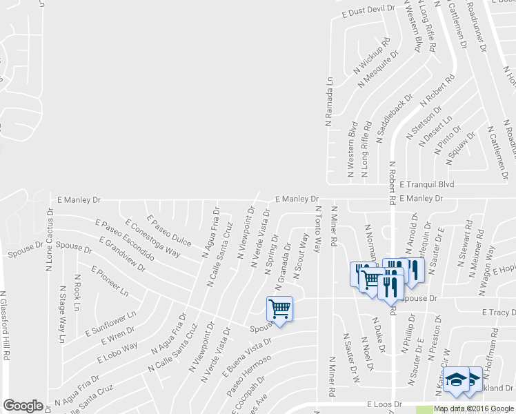 map of restaurants, bars, coffee shops, grocery stores, and more near 4920 North Verde Vista Drive in Prescott Valley