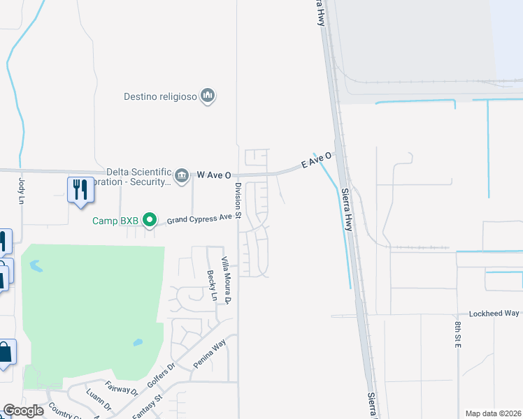 map of restaurants, bars, coffee shops, grocery stores, and more near 150 Andalucia Drive in Palmdale