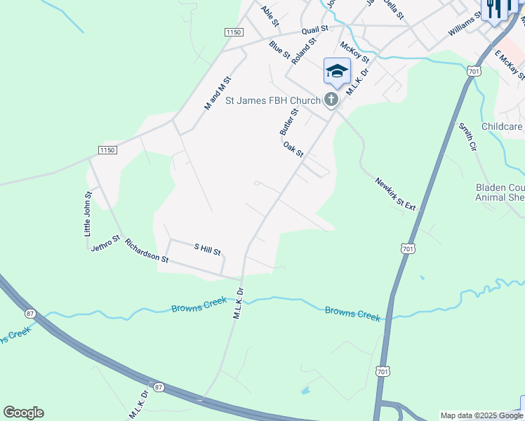 map of restaurants, bars, coffee shops, grocery stores, and more near 500 Lesane Street in Elizabethtown
