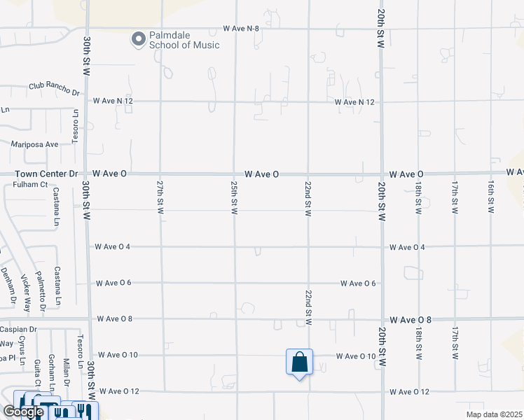 map of restaurants, bars, coffee shops, grocery stores, and more near Avenue O-2 in Palmdale
