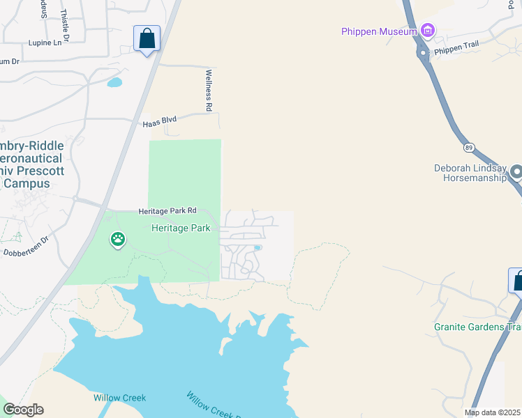 map of restaurants, bars, coffee shops, grocery stores, and more near 1533 Private Road in Prescott