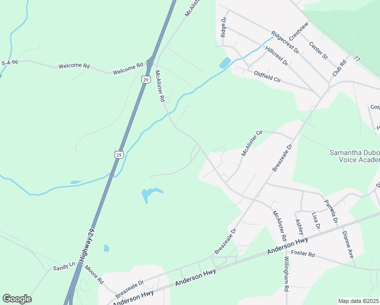 map of restaurants, bars, coffee shops, grocery stores, and more near 418 McAlister Road in Williamston