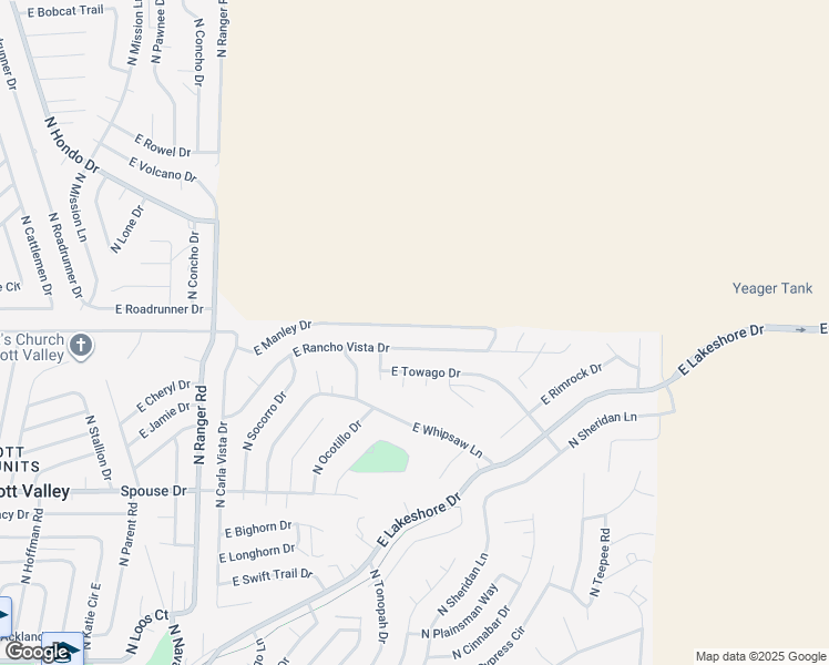 map of restaurants, bars, coffee shops, grocery stores, and more near 9479 East Rancho Vista Drive in Prescott Valley