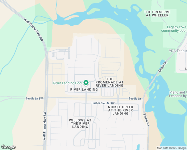 map of restaurants, bars, coffee shops, grocery stores, and more near 432 East River Landing Boulevard in Madison