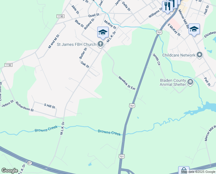 map of restaurants, bars, coffee shops, grocery stores, and more near in White Oak