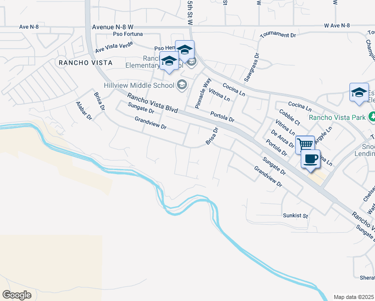 map of restaurants, bars, coffee shops, grocery stores, and more near 40273 Jacinto Way in Palmdale