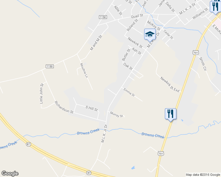 map of restaurants, bars, coffee shops, grocery stores, and more near 504 Lesane Street in Elizabethtown