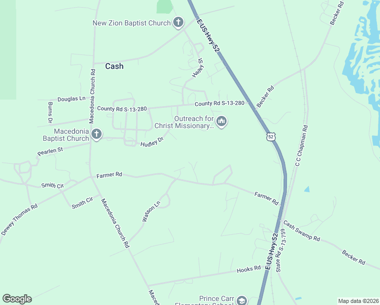 map of restaurants, bars, coffee shops, grocery stores, and more near Outreach Church Road in Cheraw