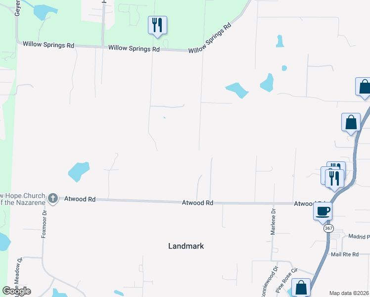 map of restaurants, bars, coffee shops, grocery stores, and more near 14810 Horsey Drive in Little Rock