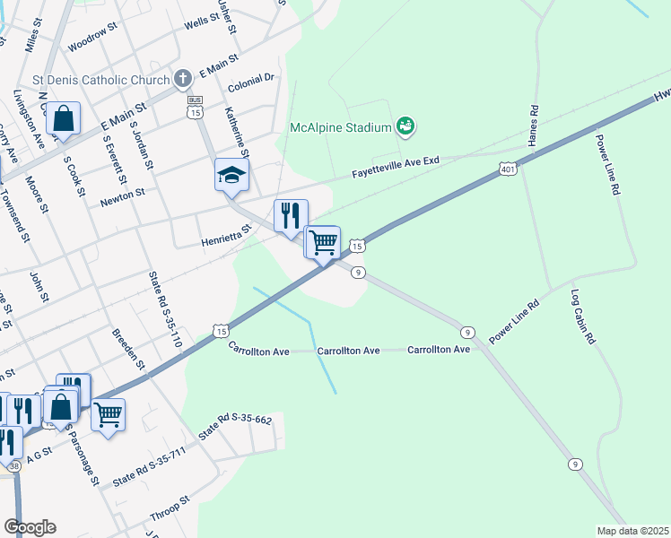 map of restaurants, bars, coffee shops, grocery stores, and more near 200 South Carolina 9 in Bennettsville