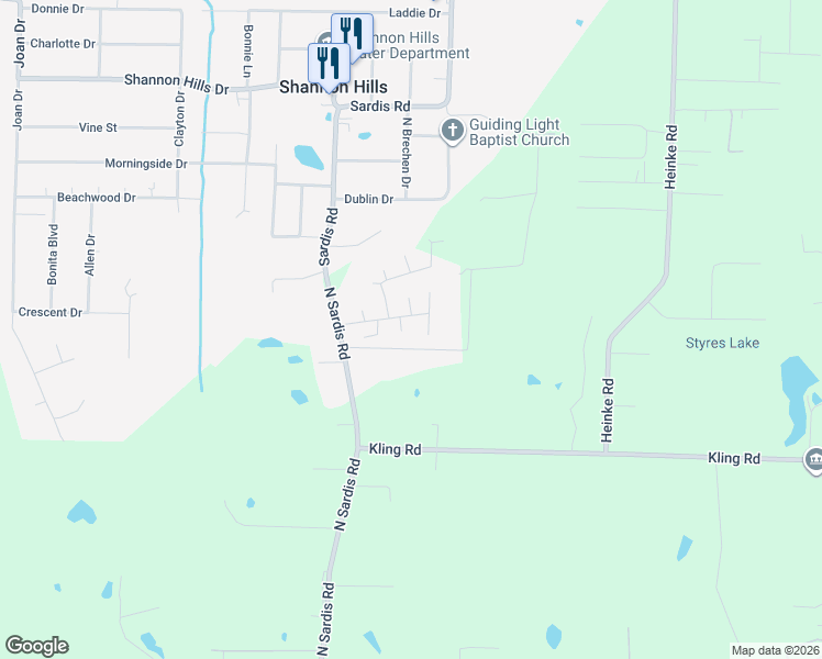 map of restaurants, bars, coffee shops, grocery stores, and more near 14805 Post Oaks Place in Saline County
