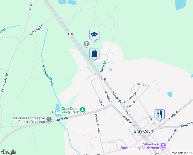 map of restaurants, bars, coffee shops, grocery stores, and more near 5970 Old Laurens Road in Gray Court