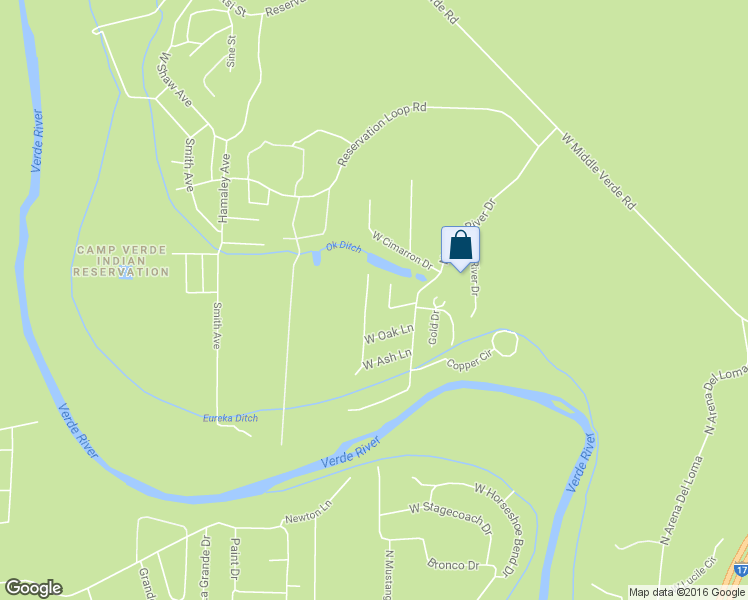 map of restaurants, bars, coffee shops, grocery stores, and more near 3155 North Shady Lane in Camp Verde