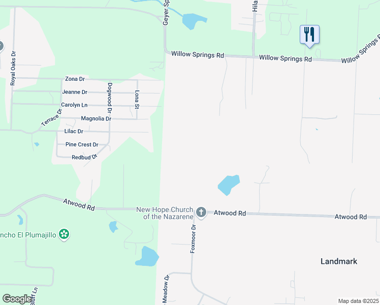 map of restaurants, bars, coffee shops, grocery stores, and more near 5706 Atwood Road in Little Rock