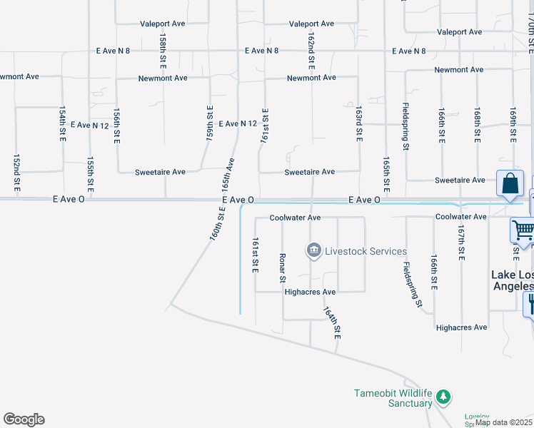map of restaurants, bars, coffee shops, grocery stores, and more near 16125 Coolwater Avenue in Palmdale