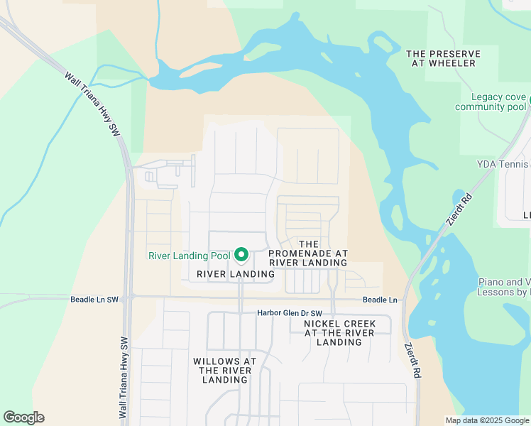 map of restaurants, bars, coffee shops, grocery stores, and more near 432 East River Landing Boulevard in Madison