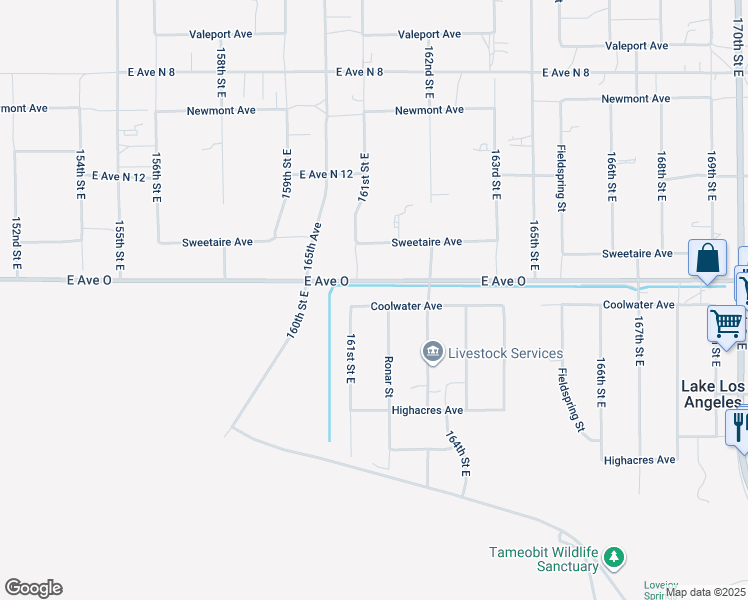 map of restaurants, bars, coffee shops, grocery stores, and more near 16137 Coolwater Avenue in Palmdale